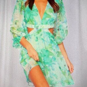 Hello Molly Green Floral Mini Dress